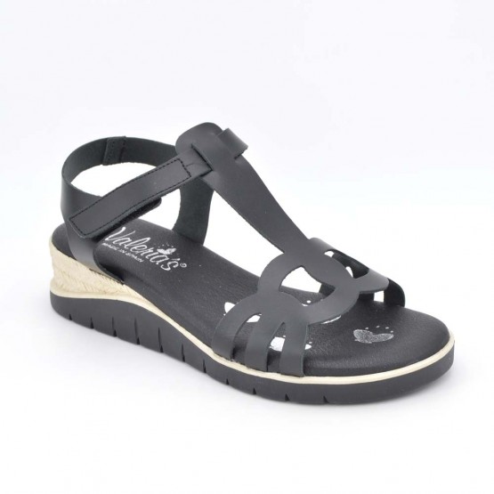 9176 - Valerias Sandalia cuña piel negro