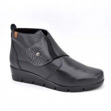 Valerias Botin cuña piel Negro - 9515 